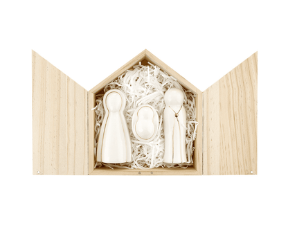 Ceramic Figurines Pine Wood Box - Holy Family - Large - Veranda Cafe & Mercantile