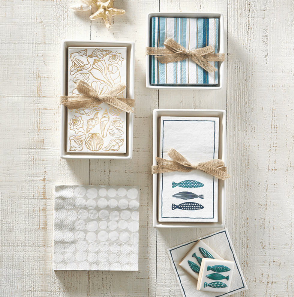 Ceramic Guest Napkin Tray + Napkins - Fish - Veranda Cafe & Mercantile