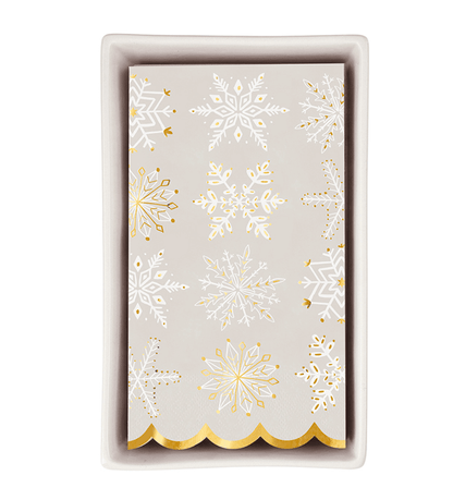 Ceramic Guest Napkin Tray + Napkins - Snowflakes - Veranda Cafe & Mercantile