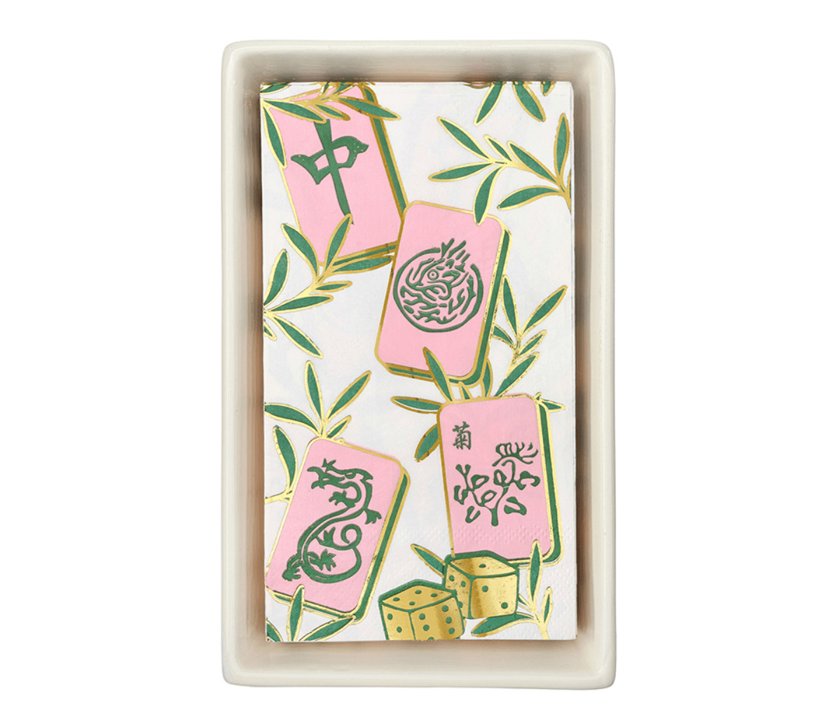 Ceramic Guest Napkin Tray + Napkins - Tiles - Veranda Cafe & Mercantile