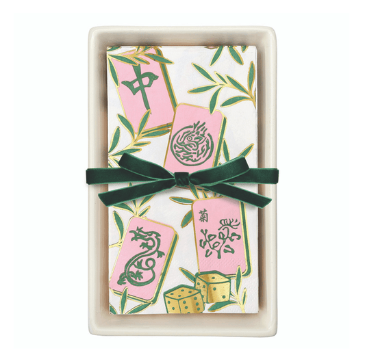 Ceramic Guest Napkin Tray + Napkins - Tiles - Veranda Cafe & Mercantile