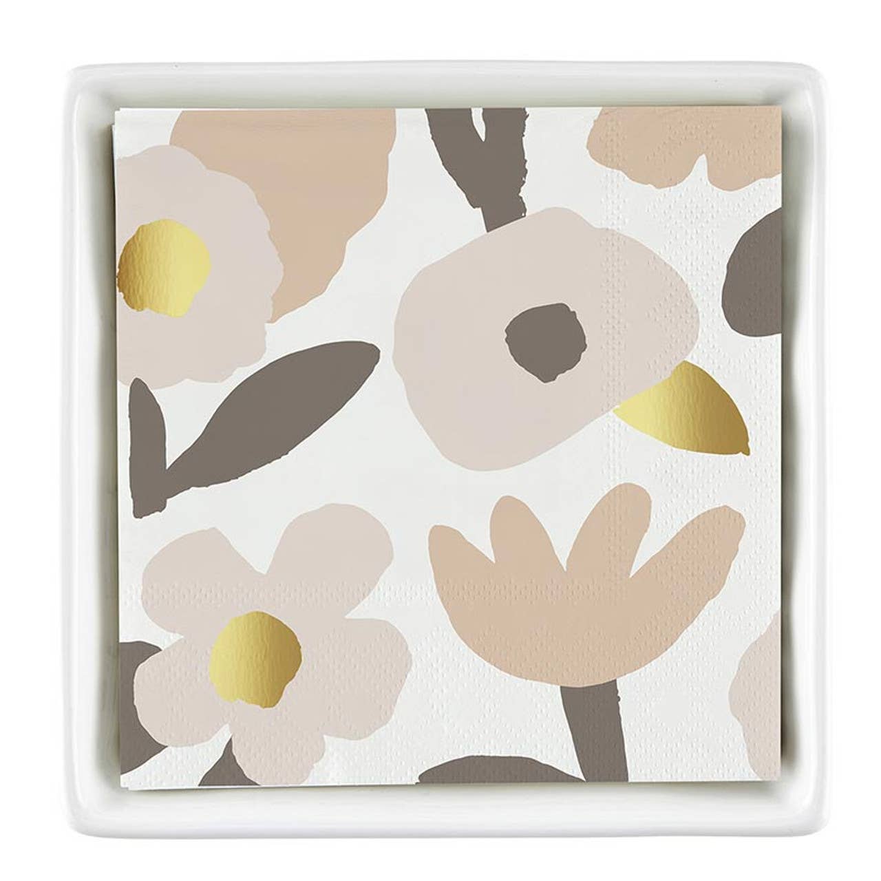 Ceramic Napkin Tray + Napkin - Blush Flowers - Veranda Cafe & Mercantile