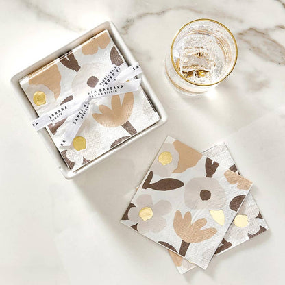 Ceramic Napkin Tray + Napkin - Blush Flowers - Veranda Cafe & Mercantile