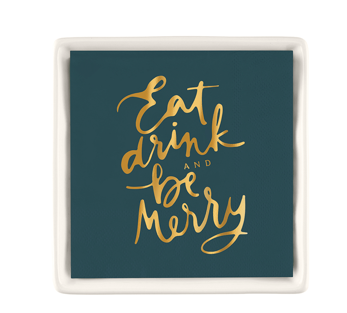 Ceramic Napkin Tray + Napkins - Eat Drink and be Merry - Veranda Cafe & Mercantile