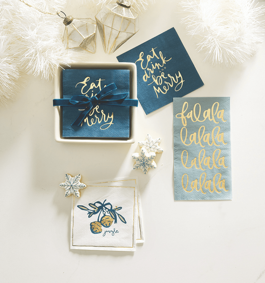 Ceramic Napkin Tray + Napkins - Eat Drink and be Merry - Veranda Cafe & Mercantile