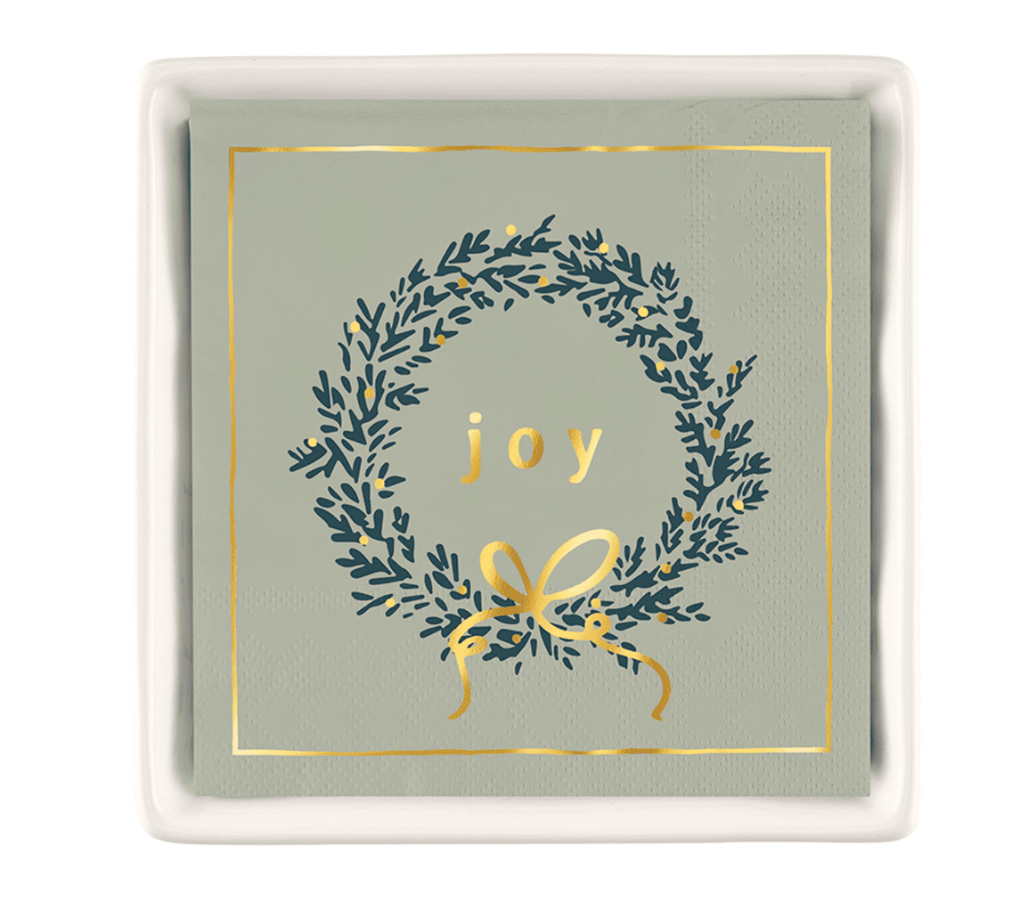Ceramic Napkin Tray + Napkins - Joy - Veranda Cafe & Mercantile