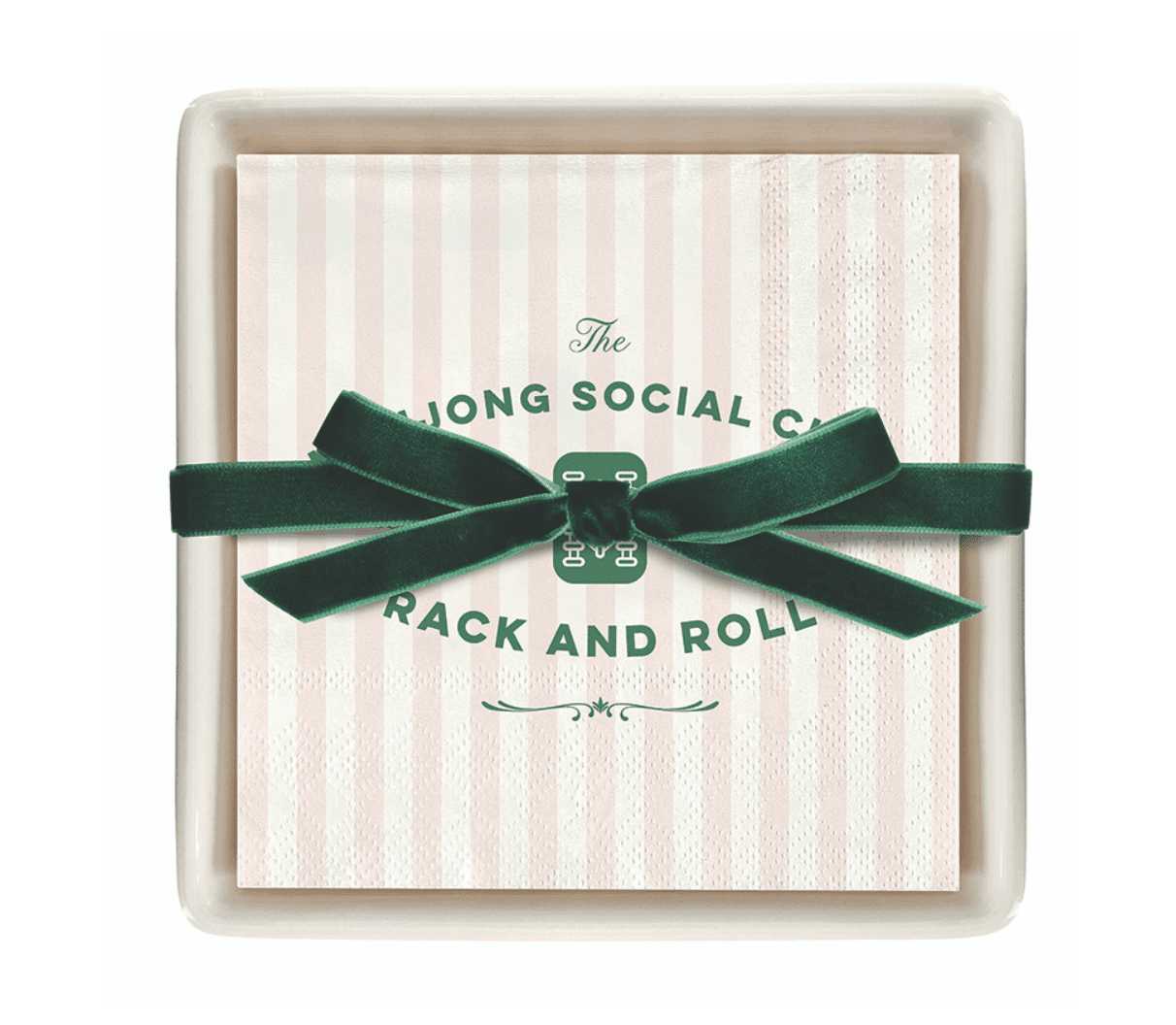 Ceramic Napkin Tray + Napkins - Mahjong Social Club - Veranda Cafe & Mercantile
