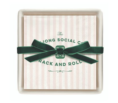 Ceramic Napkin Tray + Napkins - Mahjong Social Club - Veranda Cafe & Mercantile
