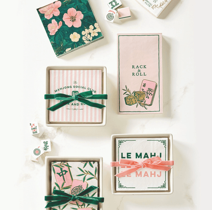 Ceramic Napkin Tray + Napkins - Mahjong Social Club - Veranda Cafe & Mercantile