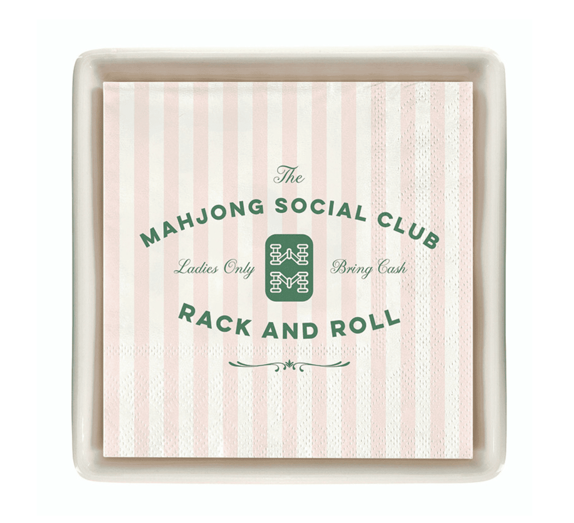 Ceramic Napkin Tray + Napkins - Mahjong Social Club - Veranda Cafe & Mercantile