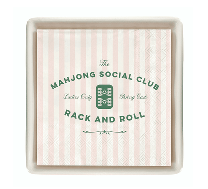 Ceramic Napkin Tray + Napkins - Mahjong Social Club - Veranda Cafe & Mercantile