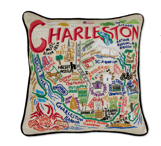 Charleston Hand - Embroidered Pillow - Veranda Cafe & Mercantile