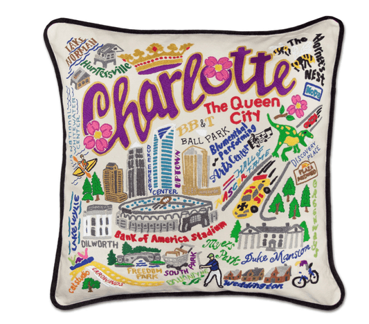 Charlotte Hand - Embroidered Pillow - Veranda Cafe & Mercantile