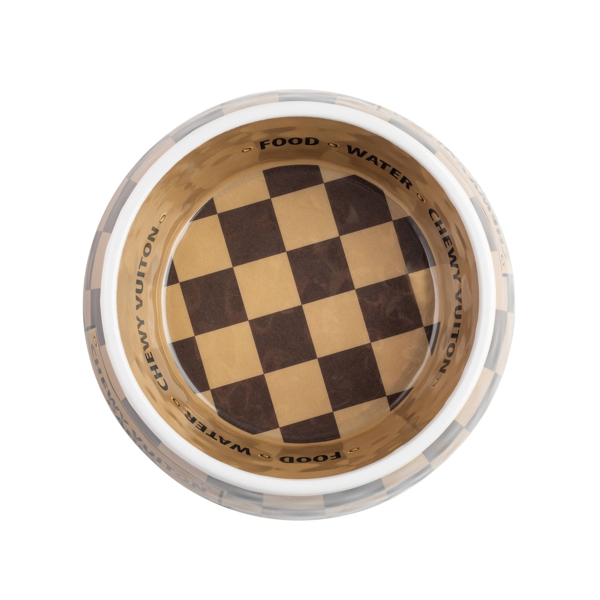 Checker Chewy Vuiton Dog Bowl - Veranda Cafe & Mercantile