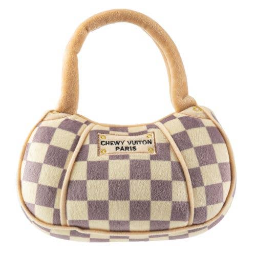 Checker Chewy Vuiton Handbag Squeaker Dog Toy - Veranda Cafe & Mercantile
