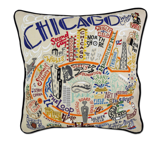 Chicago Hand - Embroidered Pillow - Veranda Cafe & Mercantile