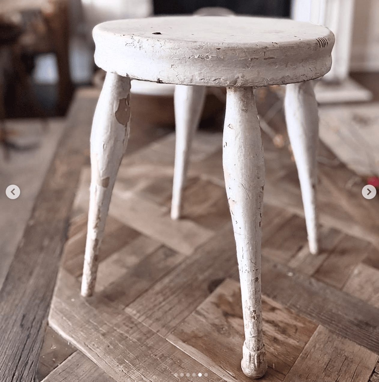 Chippy Antique White Stool - Veranda Cafe & Mercantile