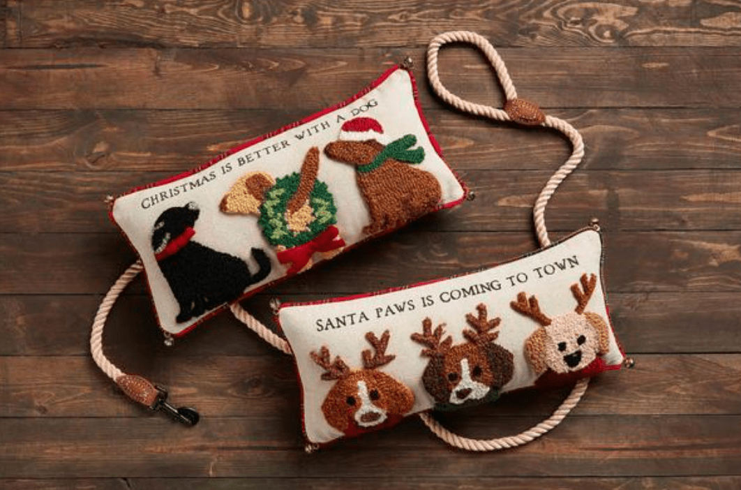 Christmas Is Better Dog Jingle Hooked Pillow - Veranda Cafe & Mercantile