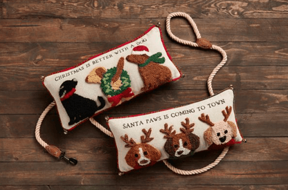 Christmas Is Better Dog Jingle Hooked Pillow - Veranda Cafe & Mercantile