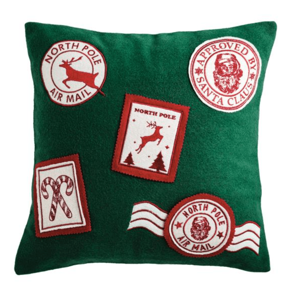 Christmas Stamps Felted Pillow - Veranda Cafe & Mercantile