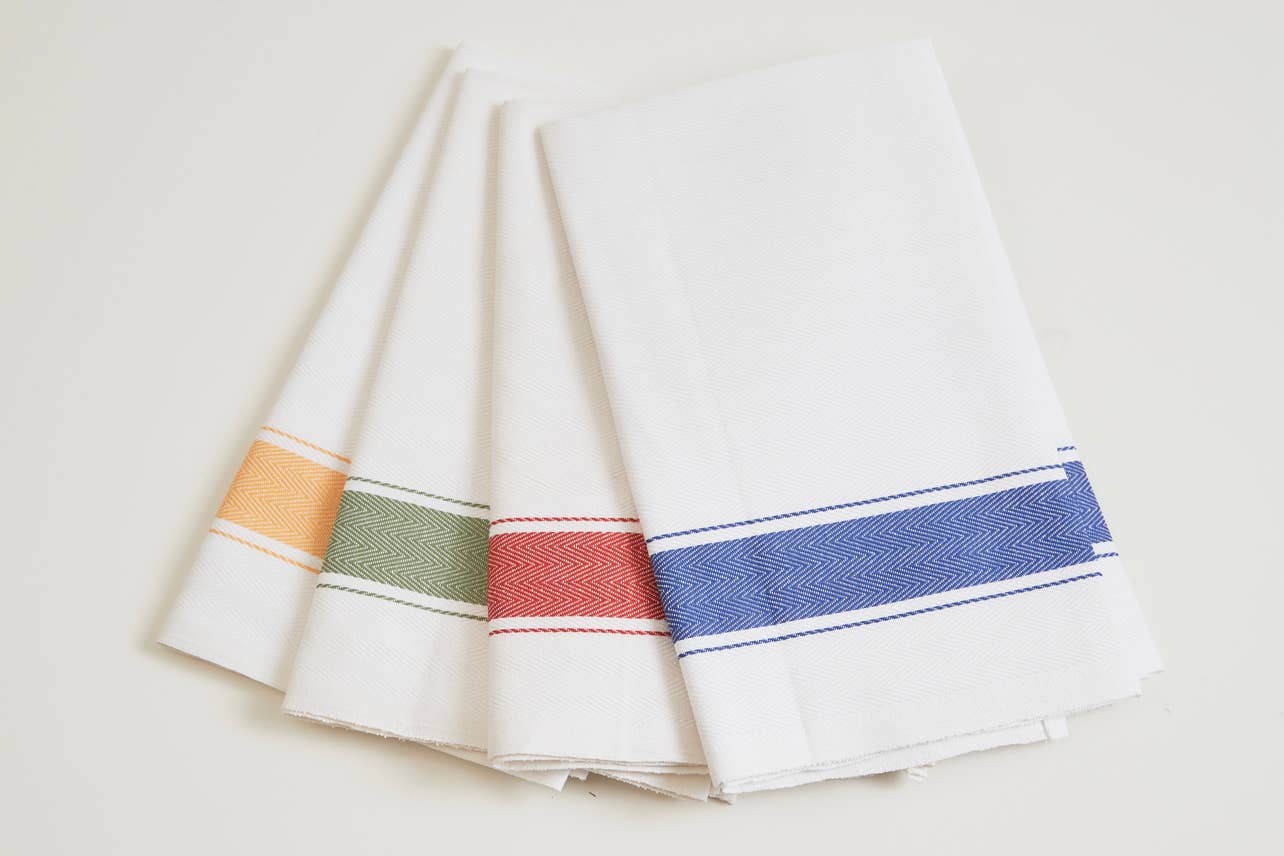 Classic Italian Kitchen Towel - Herringbone Blue - Veranda Cafe & Mercantile