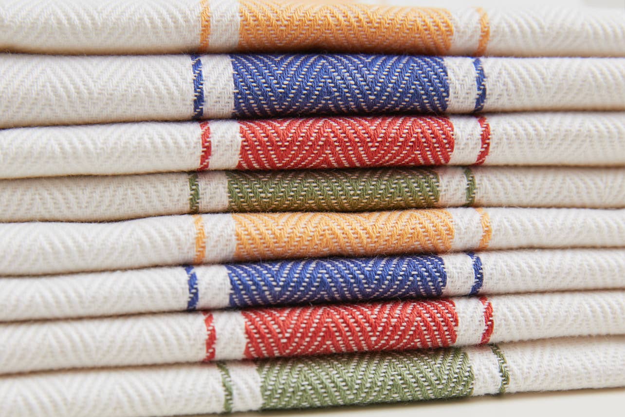 Classic Italian Kitchen Towel - Herringbone Blue - Veranda Cafe & Mercantile