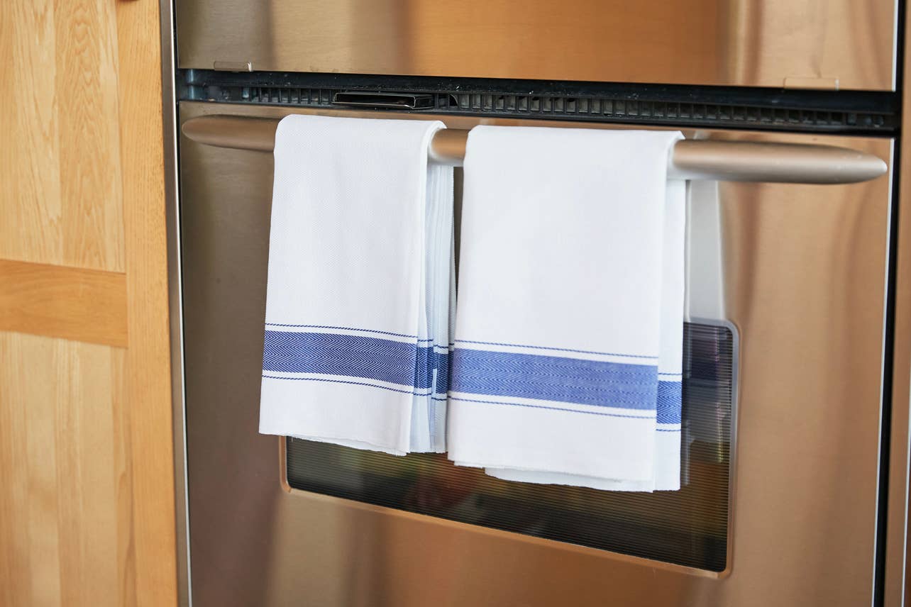 Classic Italian Kitchen Towel - Herringbone Blue - Veranda Cafe & Mercantile