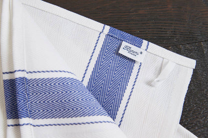 Classic Italian Kitchen Towel - Herringbone Blue - Veranda Cafe & Mercantile