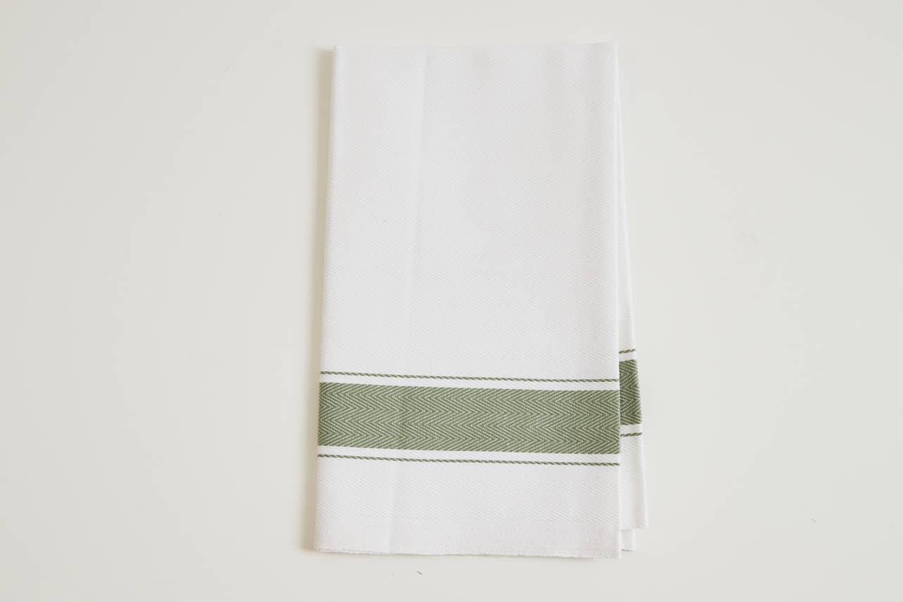 Classic Italian Kitchen Towel - Herringbone Green - Veranda Cafe & Mercantile