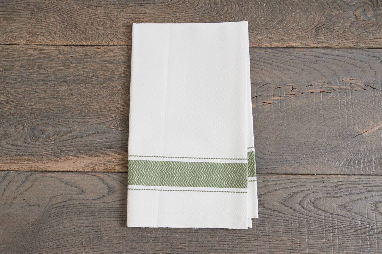 Classic Italian Kitchen Towel - Herringbone Green - Veranda Cafe & Mercantile