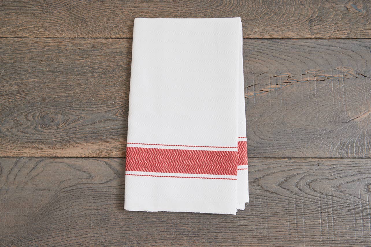 Classic Italian Kitchen Towel - Herringbone Red - Veranda Cafe & Mercantile