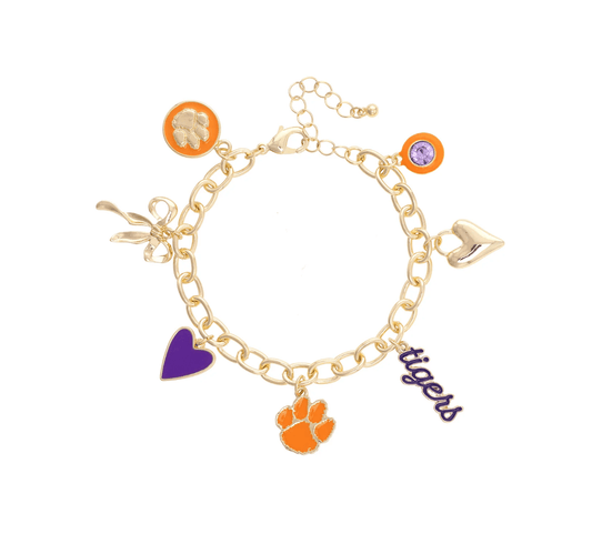 Clemson Tigers Enamel Icons Charm Bracelet - Veranda Cafe & Mercantile