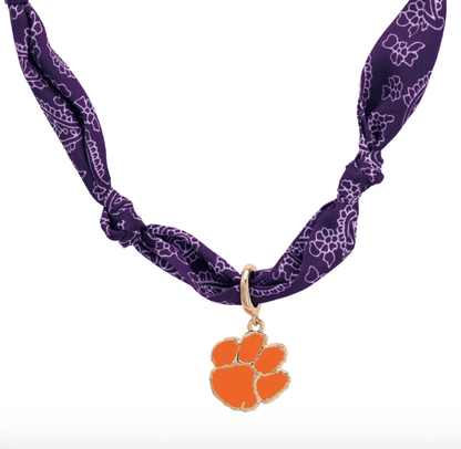 Clemson Tigers Logo Bandana Scarf Necklace - Veranda Cafe & Mercantile