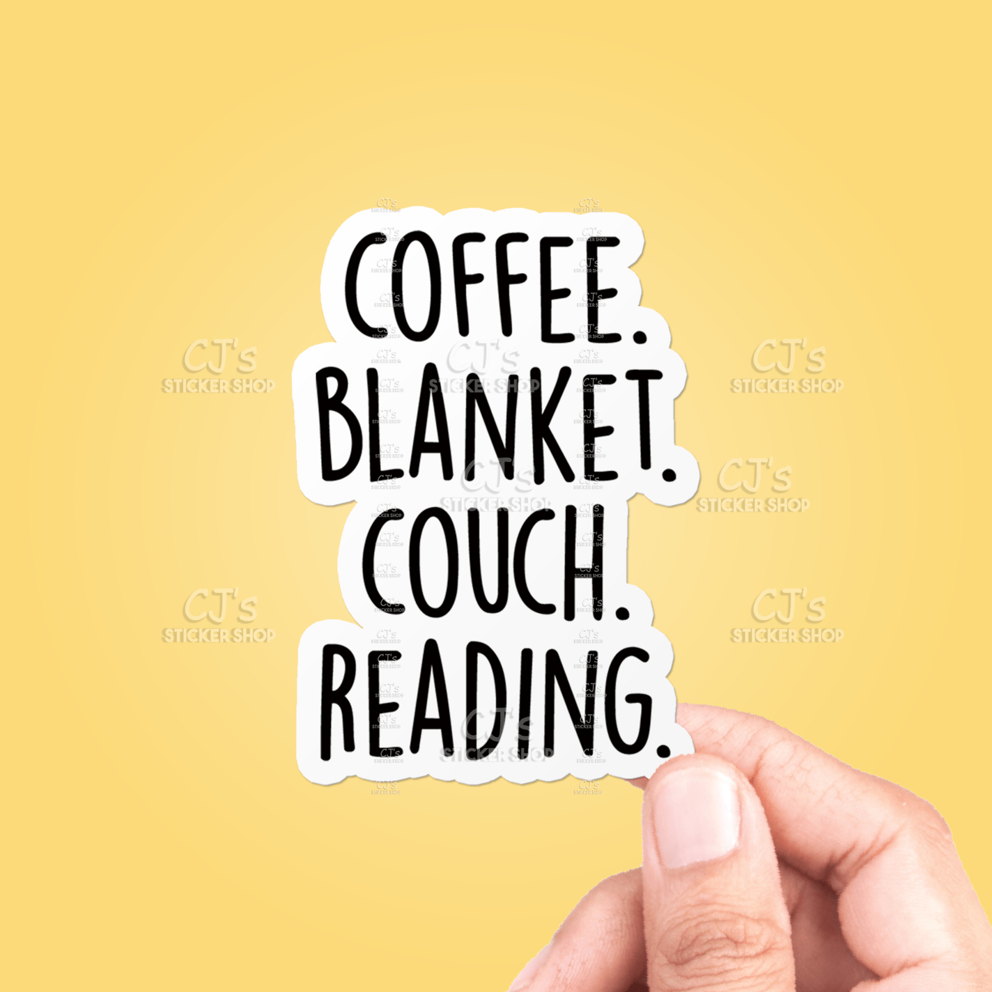 Coffee Blanket Couch Reading Sticker Vinyl Decal - Veranda Cafe & Mercantile
