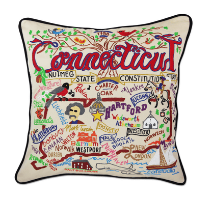 Connecticut Hand - Embroidered Pillow - Veranda Cafe & Mercantile