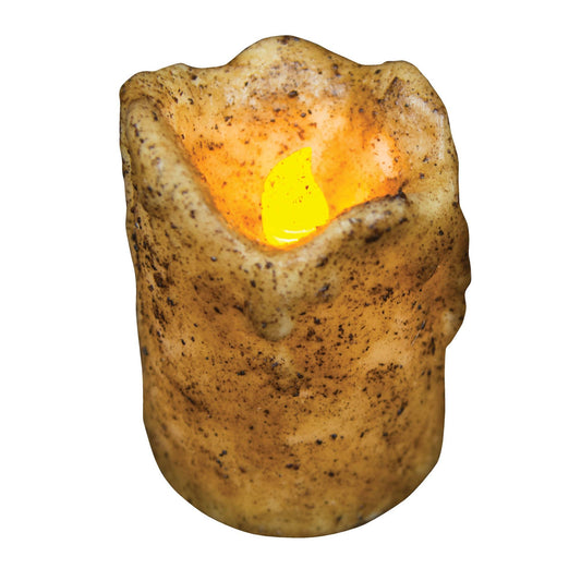 Burnt Ivory Dripped Pillar 3x4" timer