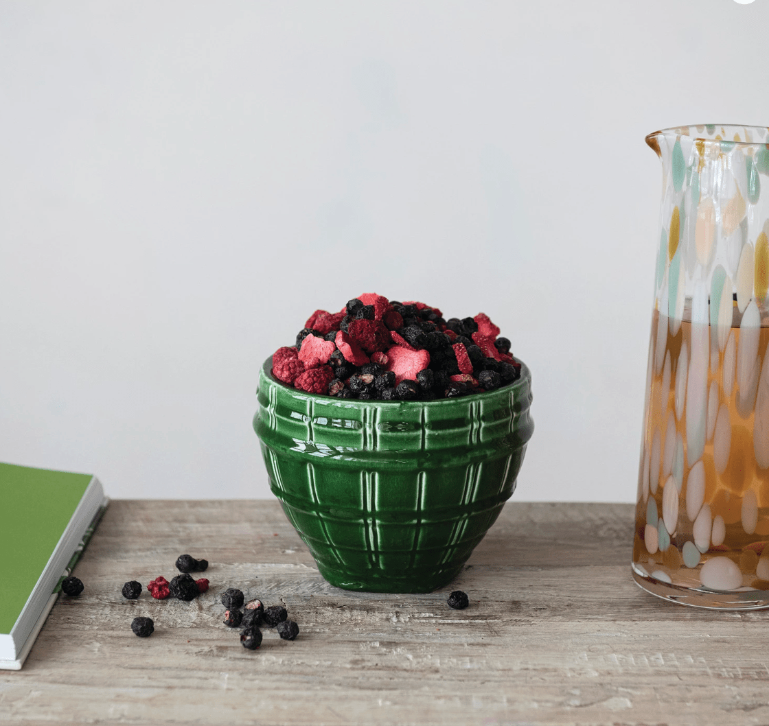 Debossed Stoneware Planter with Reactive Glaze - Veranda Cafe & Mercantile