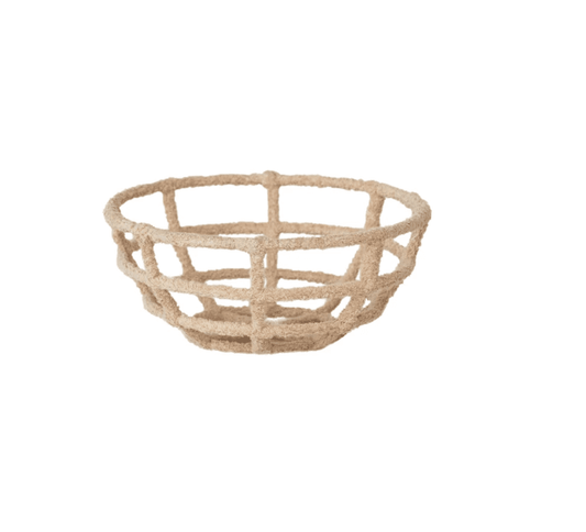 Decorative Metal & Cotton Terry Cloth Wrapped Bowl - Veranda Cafe & Mercantile