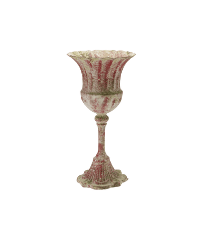 Distressed Scarlet Iron Urn - Veranda Mercantile