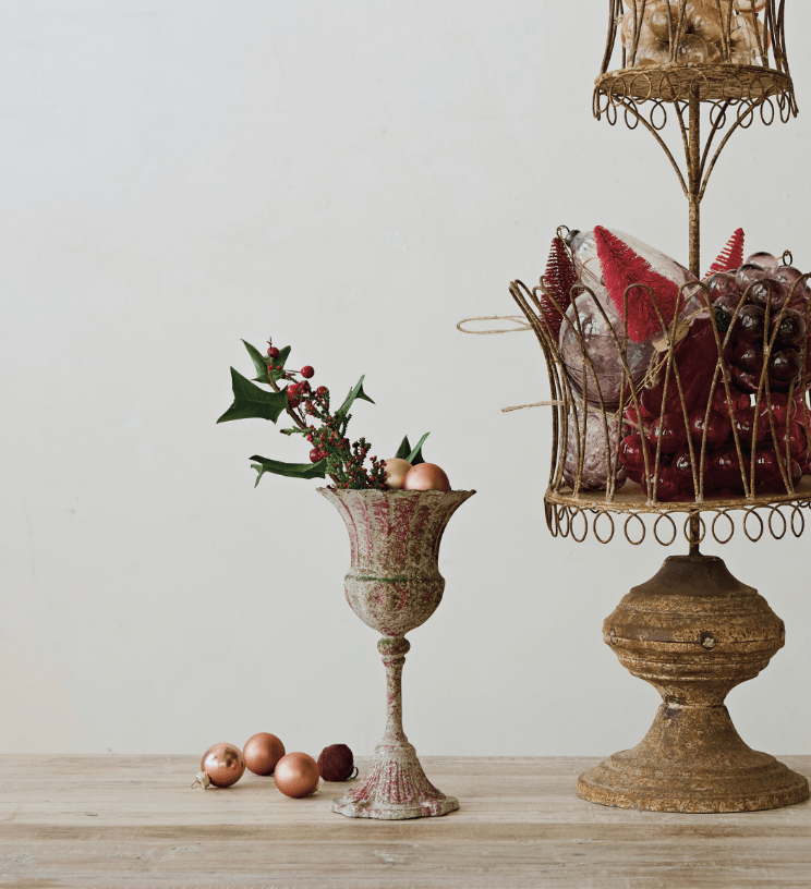 Distressed Scarlet Iron Urn - Veranda Mercantile