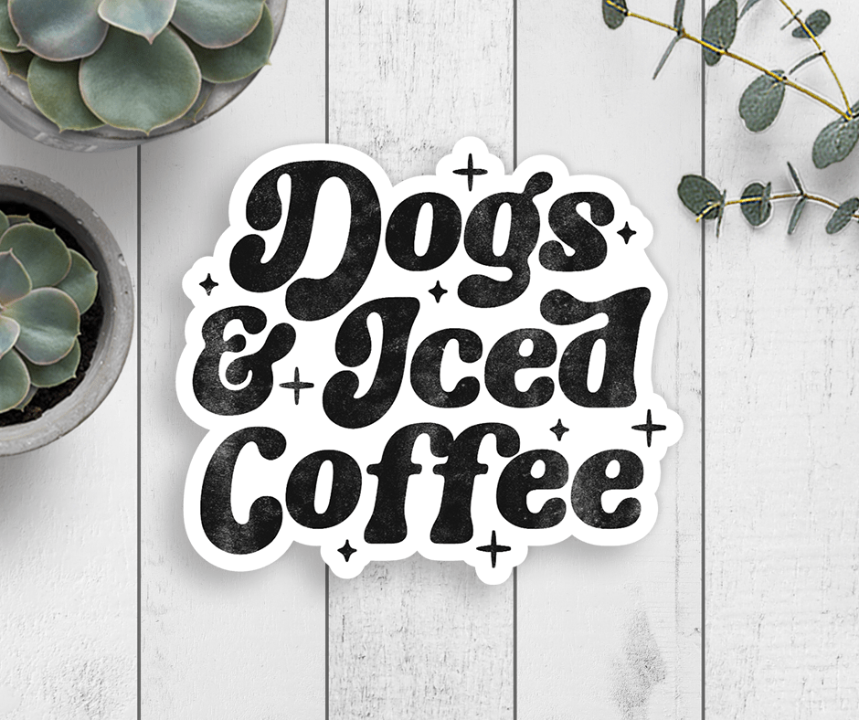 Dogs And Iced Coffee Vinyl Sticker - Veranda Cafe & Mercantile