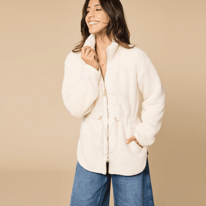 Dream Plush Zip Jacket - Almond - Veranda Cafe & Mercantile
