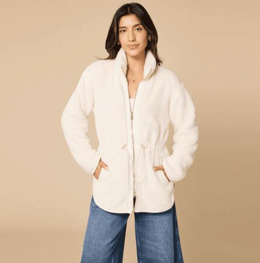 Dream Plush Zip Jacket - Almond - Veranda Cafe & Mercantile