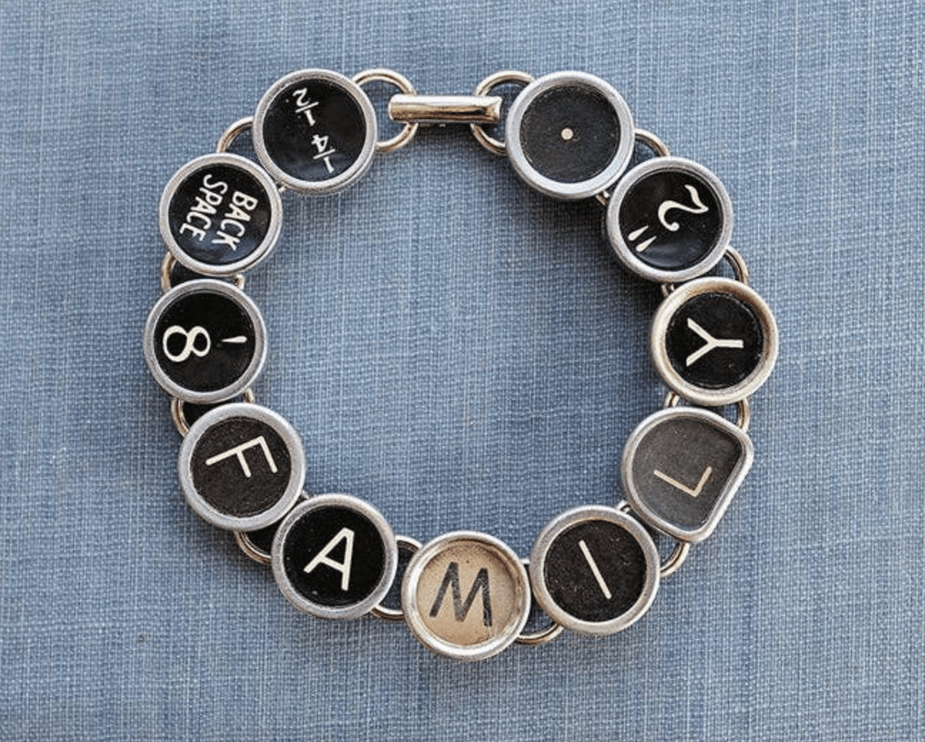 Family Typewriter Key Bracelet - Veranda Cafe & Mercantile