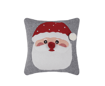 Felt Santa Embroidered Pillow - Veranda Cafe & Mercantile