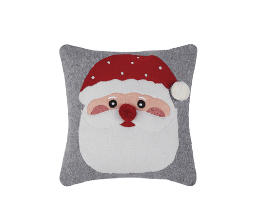 Felt Santa Embroidered Pillow - Veranda Cafe & Mercantile