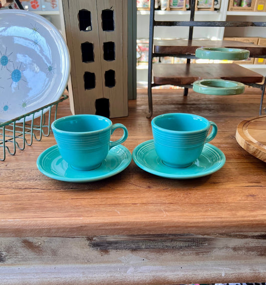 Fiesta Turquoise Cup and Saucer - Set of 2 - Veranda Cafe & Mercantile