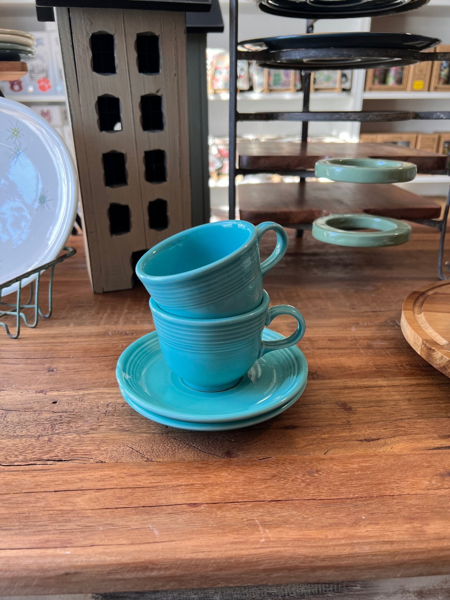 Fiesta Turquoise Cup and Saucer - Set of 2 - Veranda Cafe & Mercantile