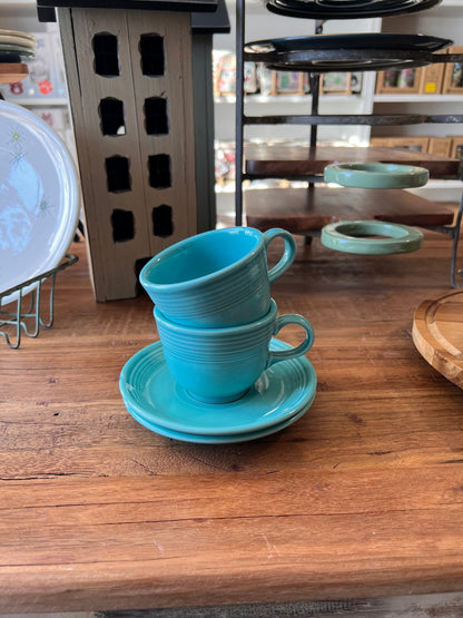 Fiesta Turquoise Cup and Saucer - Set of 2 - Veranda Cafe & Mercantile