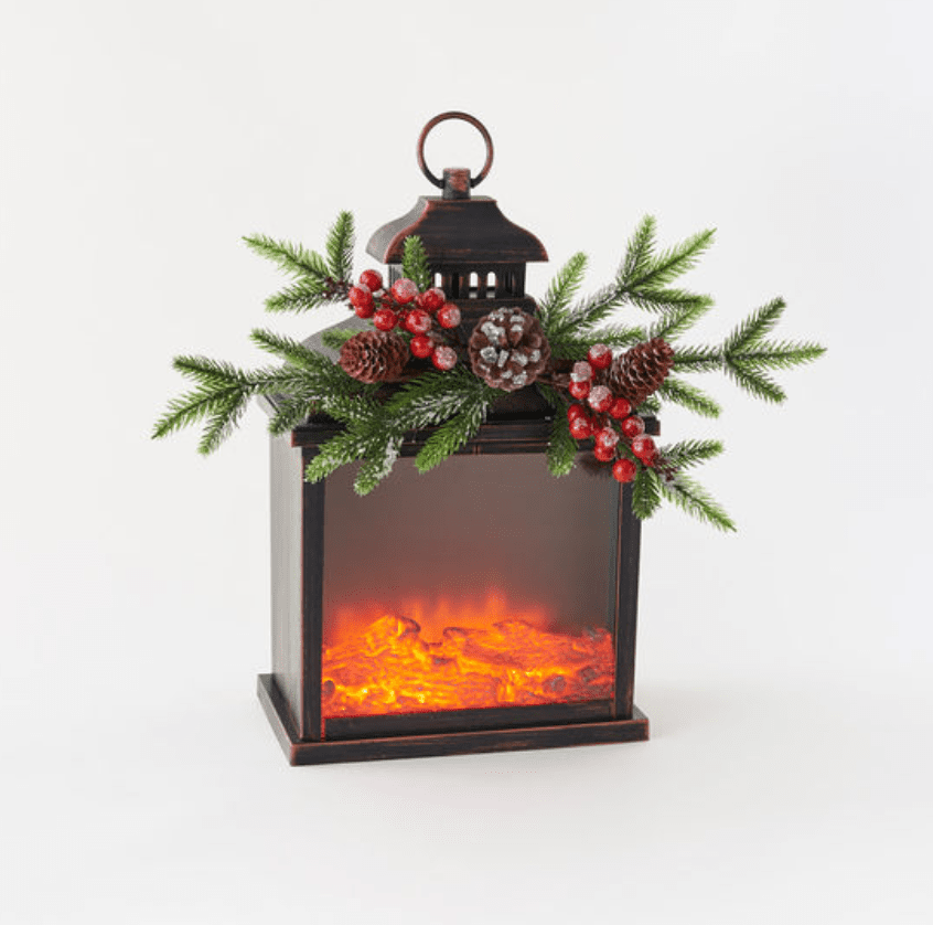 Fire Light Lantern w/ Berry Sprig - Veranda Cafe & Mercantile